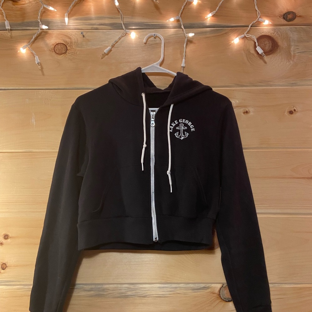 COPY - Black Cropped Hoodie with Lake George Logo
